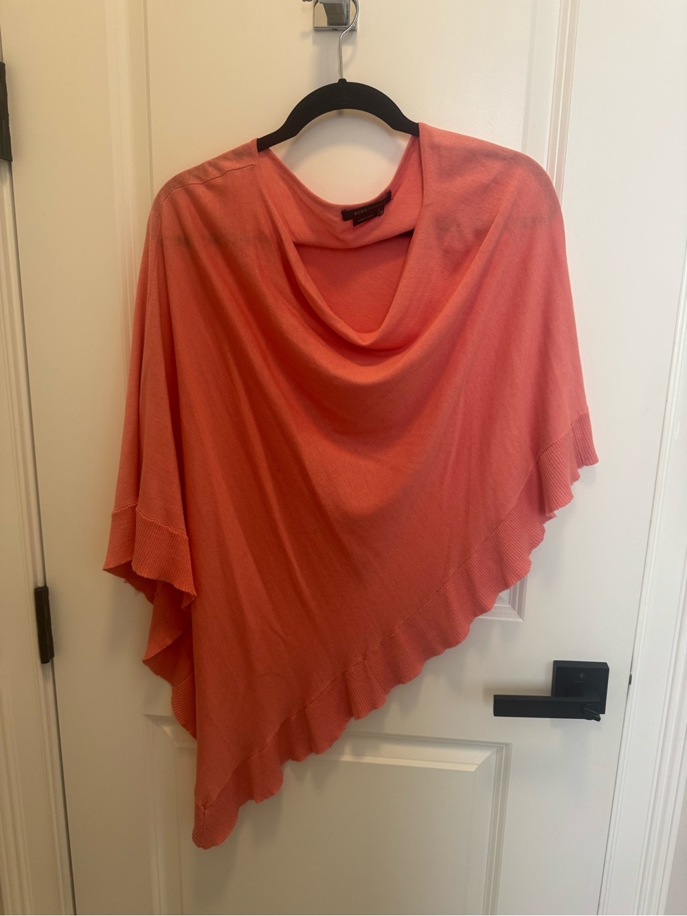 BCBG Coral Draped Poncho with Ruffle Hem